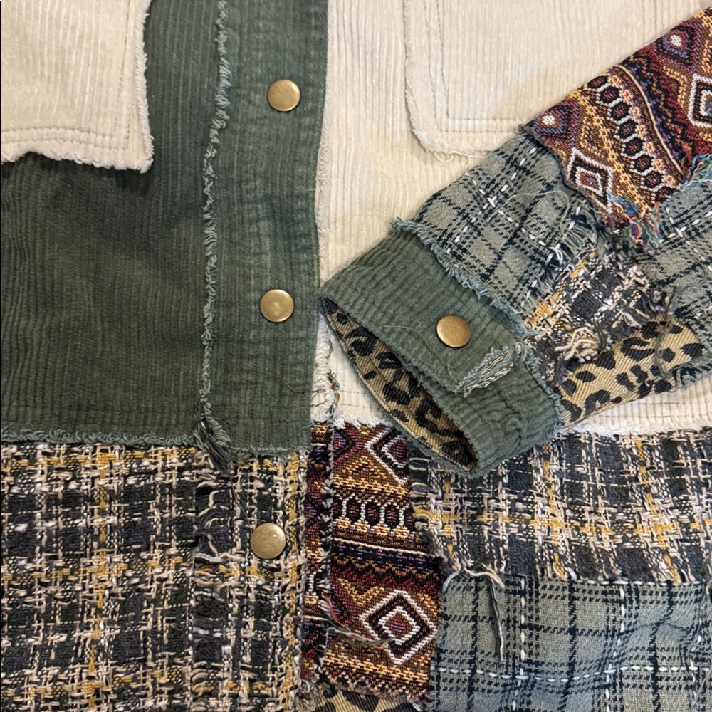 Gimmicks Patchwork Button-Up shacket. - image 2